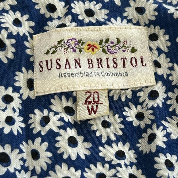 Susan Bristol Size 20W Blue Floral Sleeveless Button Front Maxi Dress - Picture 4 of 8